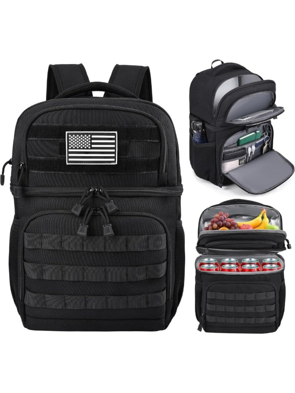 Tactical Insulated Lunch Backpack for Men, Double Deck Cooler & Leakproof Design